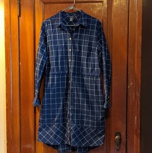 Blue and white shirtdress with pockets